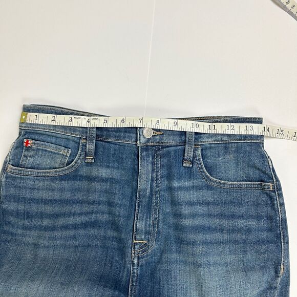 Hudson Noa Jeans Medium Blue Denim Raw Hem High Rise Straight Ankle Cotton 26 - Picture 8 of 12